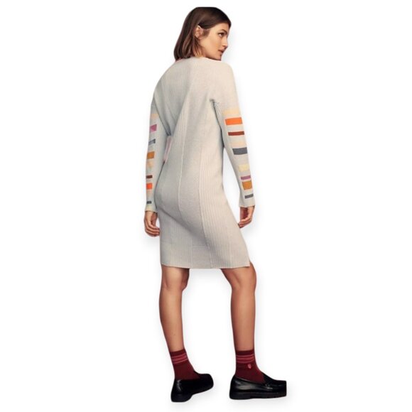 Anthropologie Daily Practice Ribbed Cozy Warm Grey Stripe Sweaterdress S NWT - Picture 5 of 16